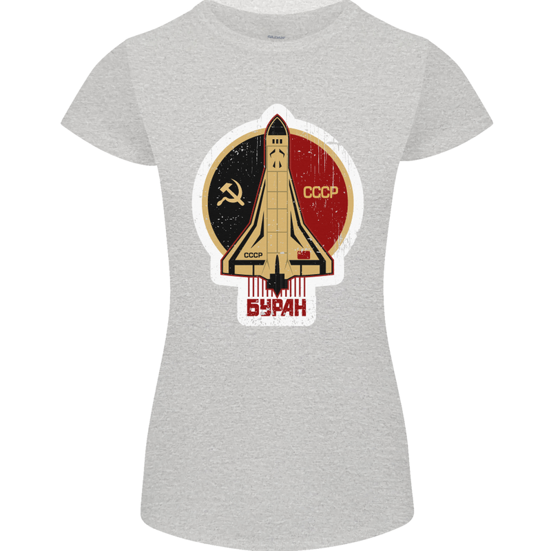CCCP Soviet Space Program Womens Petite Cut T-Shirt Sports Grey