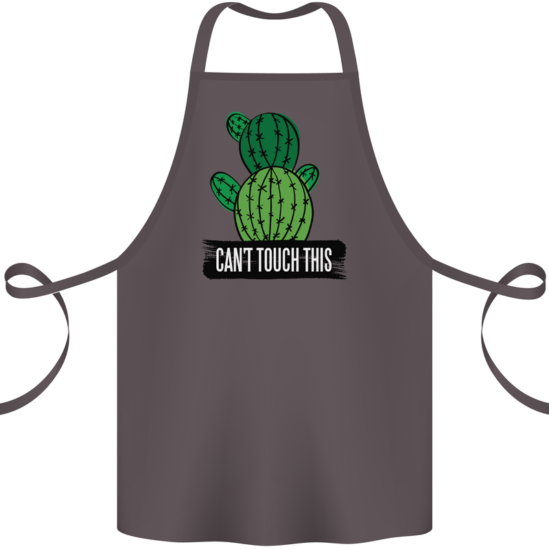 Cactus Can't Touch This Funny Gardening Cotton Apron 100% Organic Dark Grey
