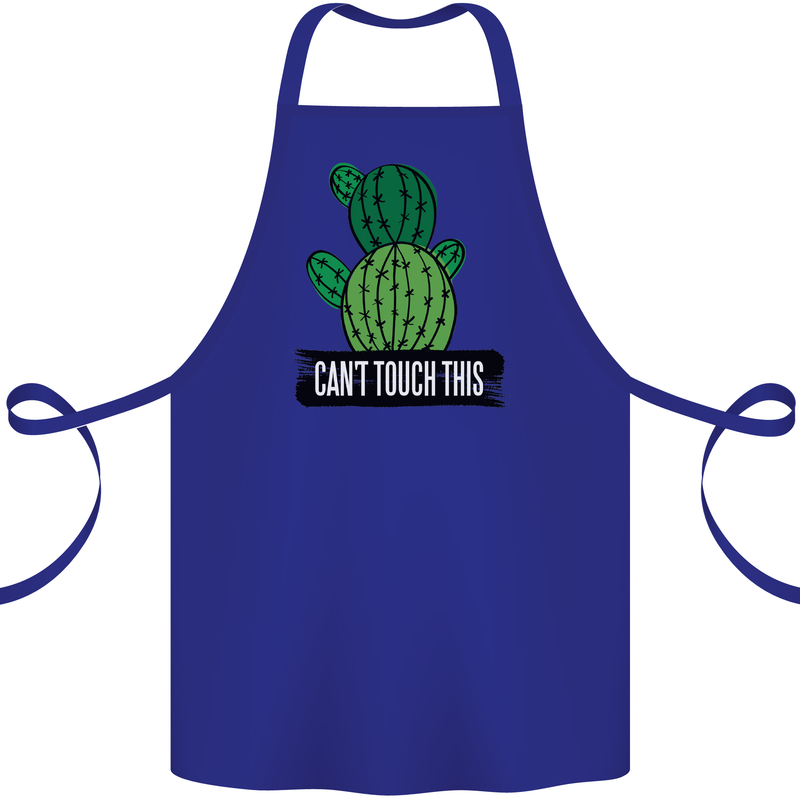 Cactus Can't Touch This Funny Gardening Cotton Apron 100% Organic Royal Blue