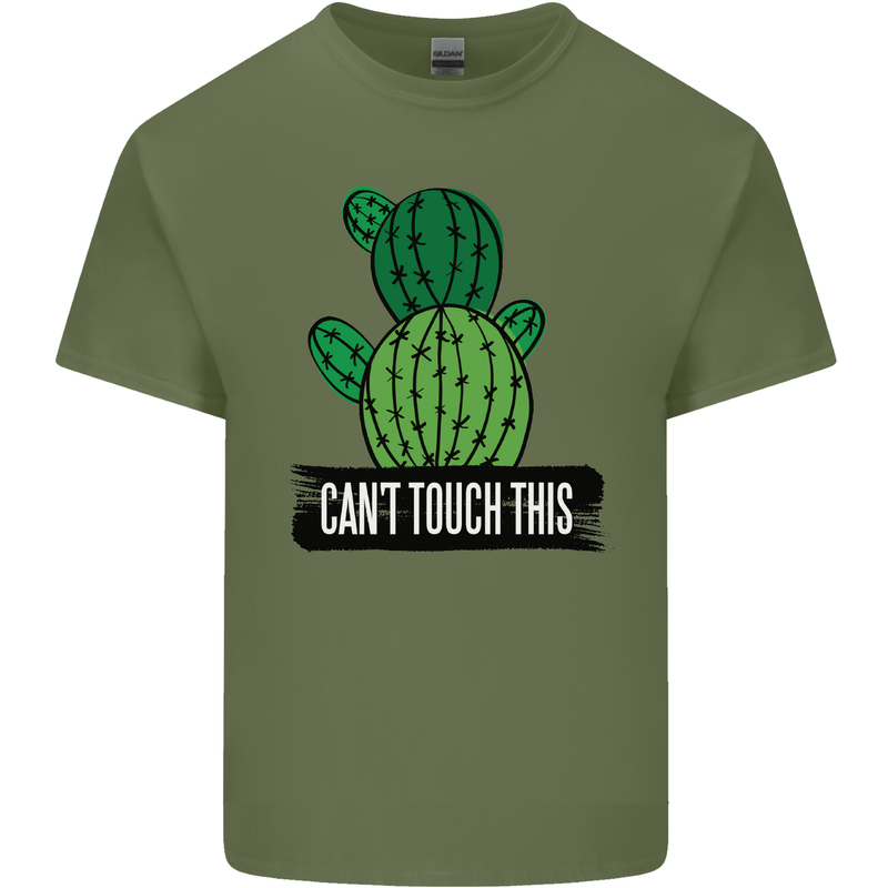 Cactus Can't Touch This Funny Gardening Mens Cotton T-Shirt Tee Top Military Green