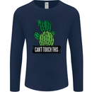 Cactus Can't Touch This Funny Gardening Mens Long Sleeve T-Shirt Navy Blue