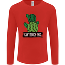 Cactus Can't Touch This Funny Gardening Mens Long Sleeve T-Shirt Red