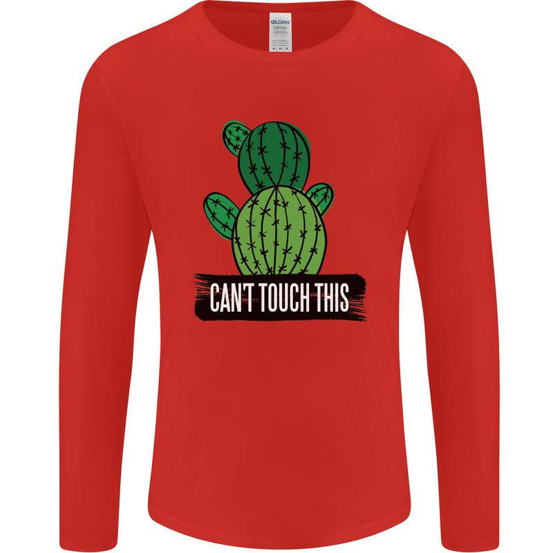 Cactus Can't Touch This Funny Gardening Mens Long Sleeve T-Shirt Red