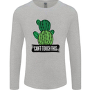 Cactus Can't Touch This Funny Gardening Mens Long Sleeve T-Shirt Sports Grey