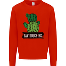Cactus Can't Touch This Funny Gardening Mens Sweatshirt Jumper Bright Red