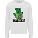 Cactus Can't Touch This Funny Gardening Mens Sweatshirt Jumper White