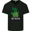 Cactus Can't Touch This Funny Gardening Mens V-Neck Cotton T-Shirt Black