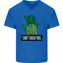 Cactus Can't Touch This Funny Gardening Mens V-Neck Cotton T-Shirt Royal Blue
