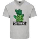 Cactus Can't Touch This Funny Gardening Mens V-Neck Cotton T-Shirt Sports Grey
