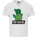 Cactus Can't Touch This Funny Gardening Mens V-Neck Cotton T-Shirt White