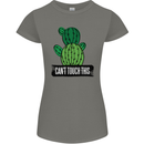 Cactus Can't Touch This Funny Gardening Womens Petite Cut T-Shirt Charcoal