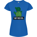 Cactus Can't Touch This Funny Gardening Womens Petite Cut T-Shirt Royal Blue