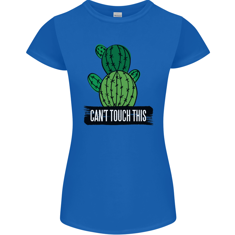Cactus Can't Touch This Funny Gardening Womens Petite Cut T-Shirt Royal Blue