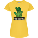 Cactus Can't Touch This Funny Gardening Womens Petite Cut T-Shirt Yellow