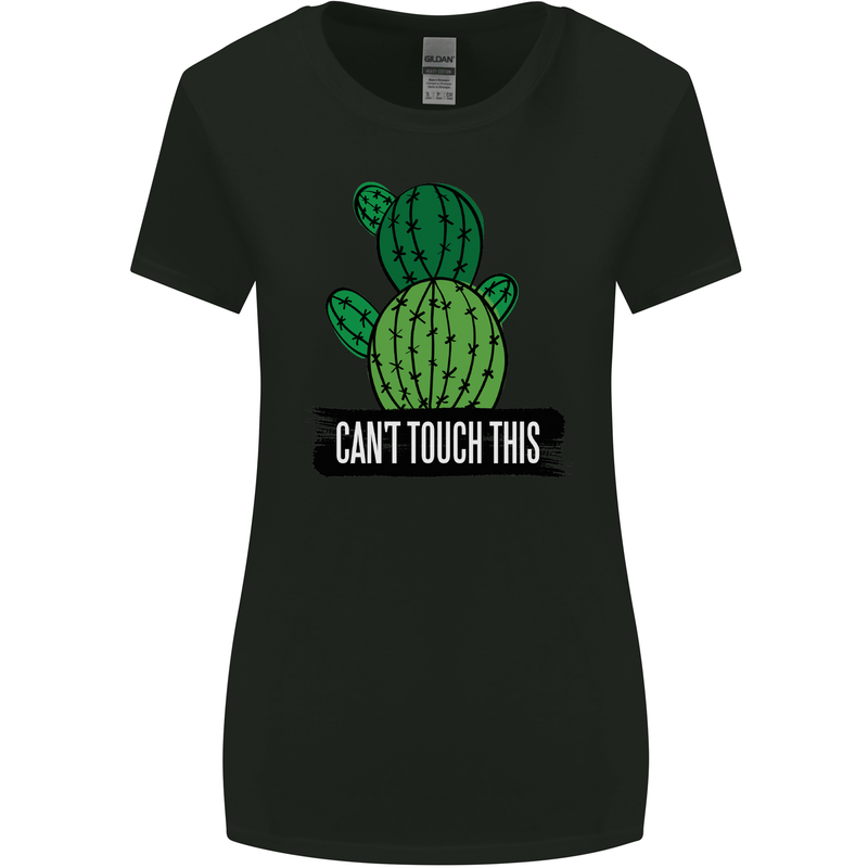 Cactus Can't Touch This Funny Gardening Womens Wider Cut T-Shirt Black