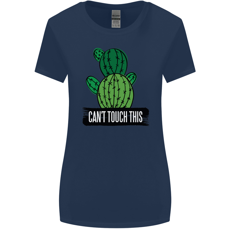 Cactus Can't Touch This Funny Gardening Womens Wider Cut T-Shirt Navy Blue