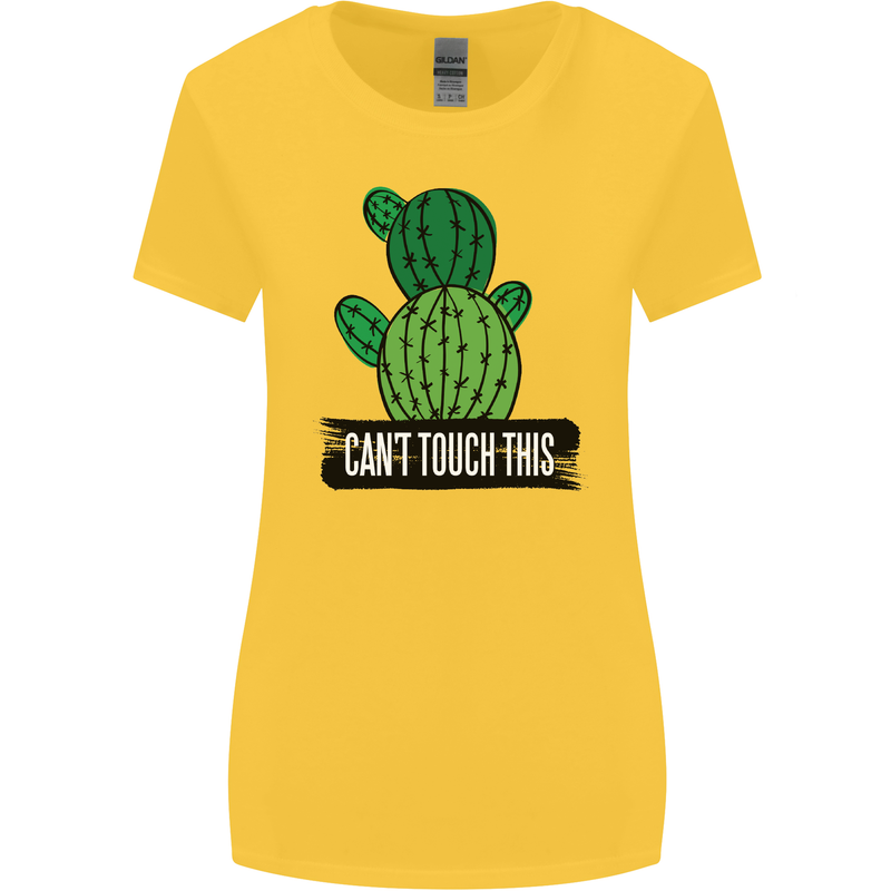 Cactus Can't Touch This Funny Gardening Womens Wider Cut T-Shirt Yellow