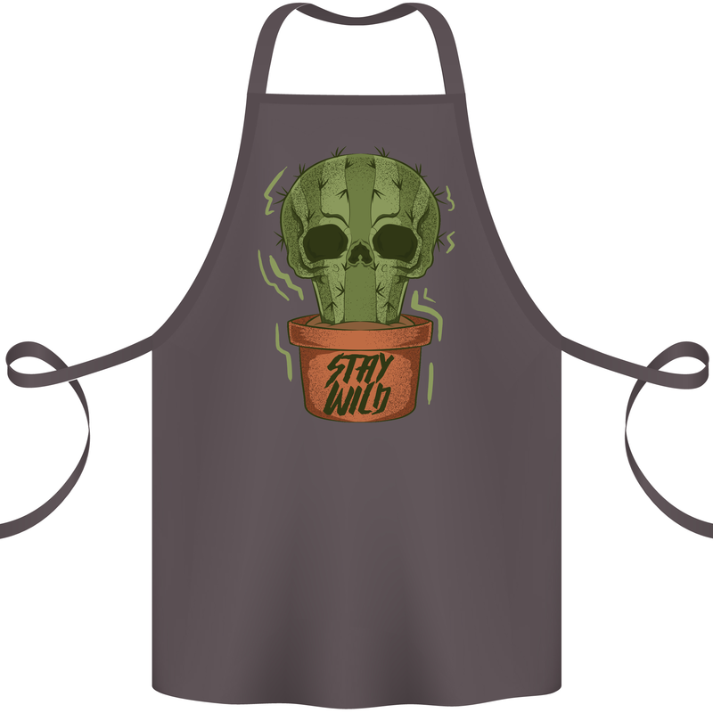 Cactus Skull Gardening Gardener Plants Cotton Apron 100% Organic Dark Grey