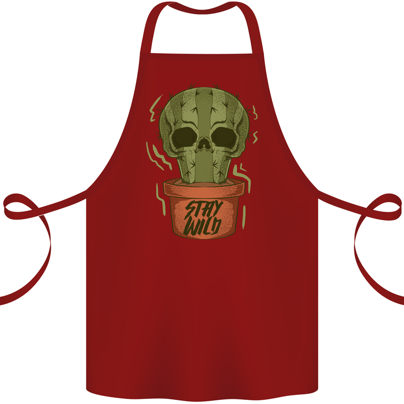 Cactus Skull Gardening Gardener Plants Cotton Apron 100% Organic Maroon