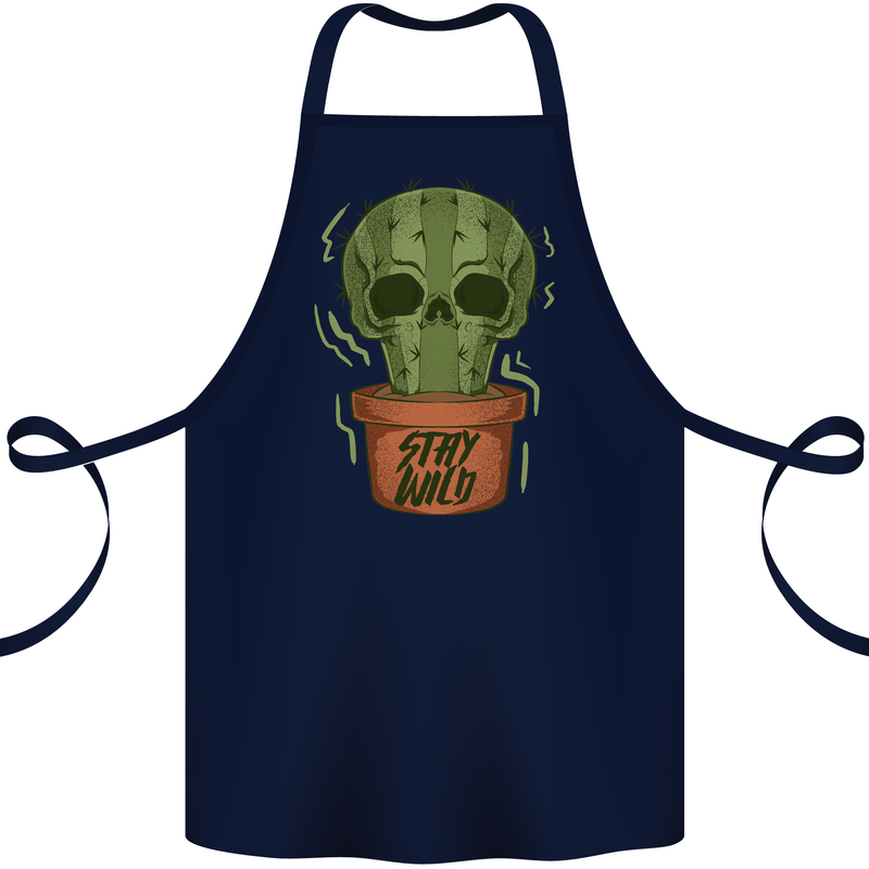 Cactus Skull Gardening Gardener Plants Cotton Apron 100% Organic Navy Blue