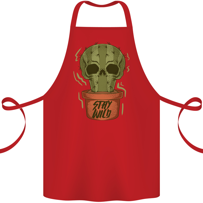 Cactus Skull Gardening Gardener Plants Cotton Apron 100% Organic Red