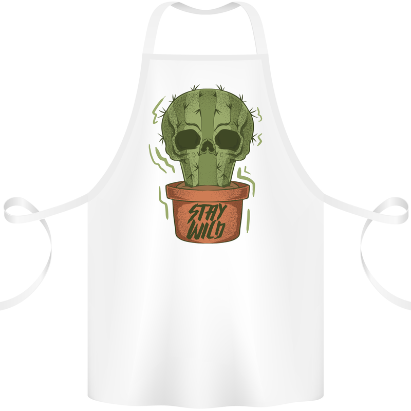 Cactus Skull Gardening Gardener Plants Cotton Apron 100% Organic White