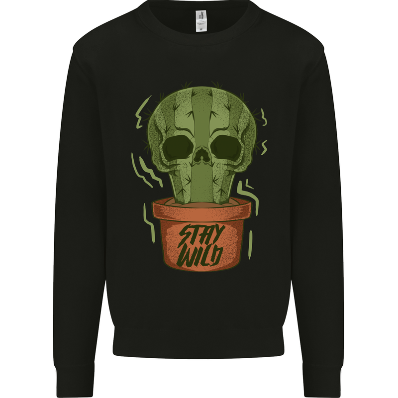 Cactus Skull Gardening Gardener Plants Kids Sweatshirt Jumper Black