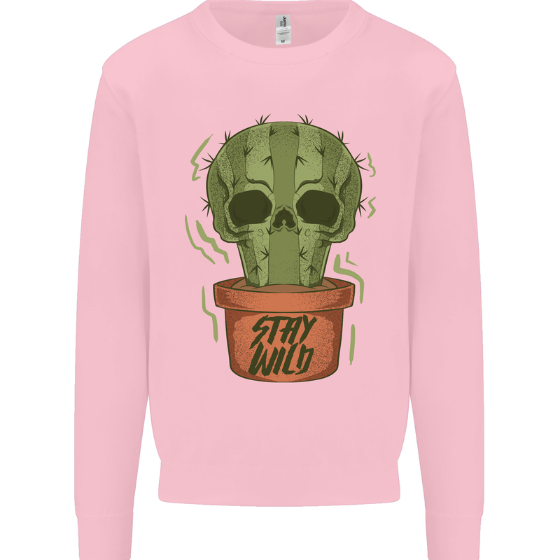 Cactus Skull Gardening Gardener Plants Kids Sweatshirt Jumper Light Pink