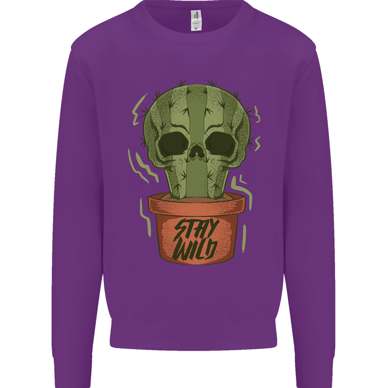 Cactus Skull Gardening Gardener Plants Kids Sweatshirt Jumper Purple