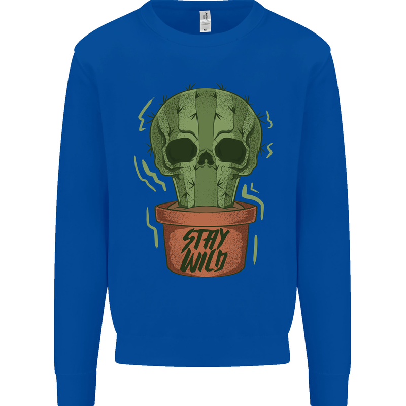 Cactus Skull Gardening Gardener Plants Kids Sweatshirt Jumper Royal Blue