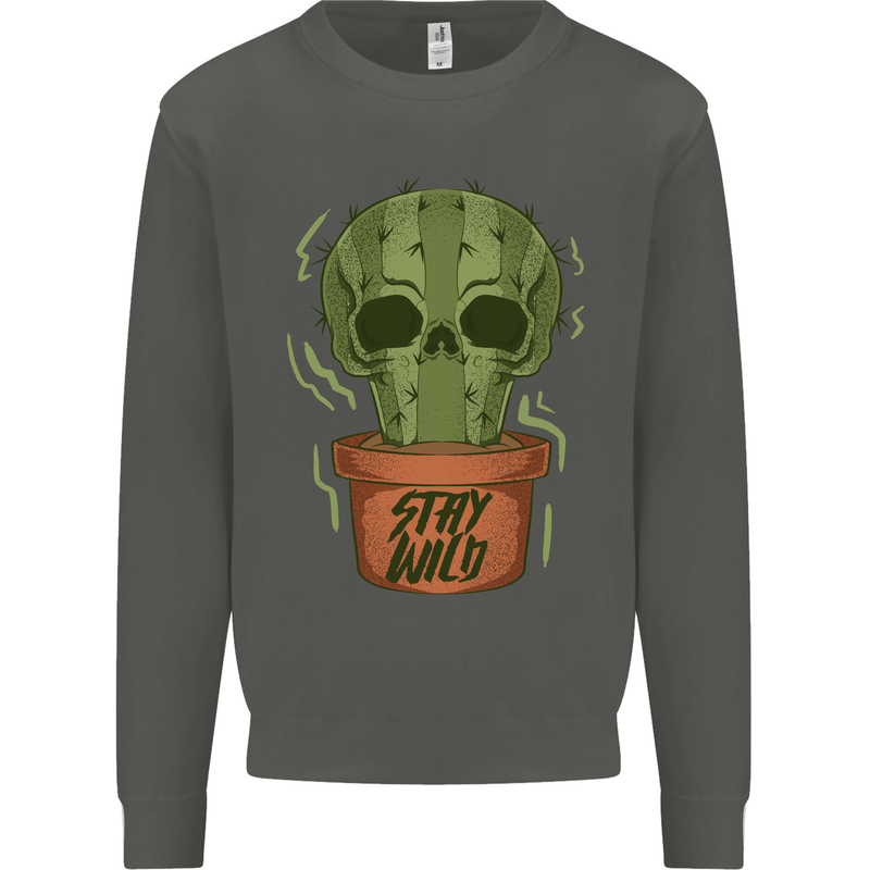 Cactus Skull Gardening Gardener Plants Kids Sweatshirt Jumper Storm Grey