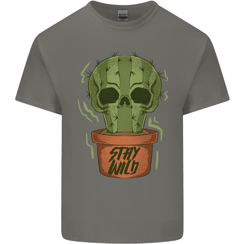 Cactus Skull Gardening Gardener Plants Kids T-Shirt Childrens Charcoal