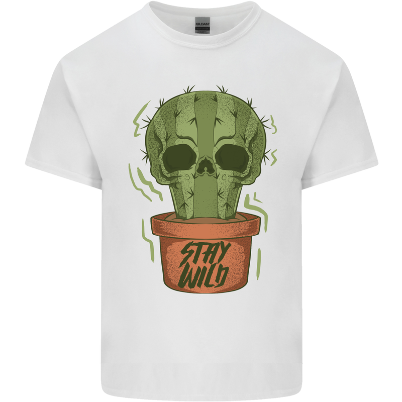 Cactus Skull Gardening Gardener Plants Kids T-Shirt Childrens White