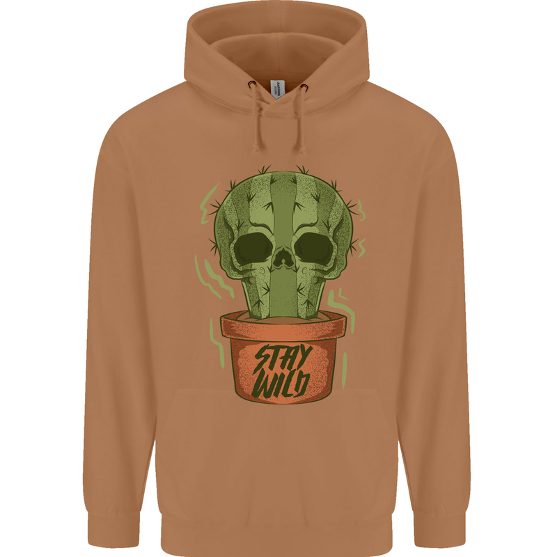 Cactus Skull Gardening Gardener Plants Mens 80% Cotton Hoodie Caramel Latte