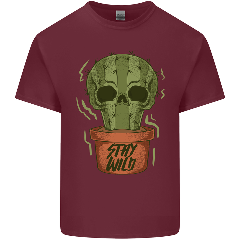 Cactus Skull Gardening Gardener Plants Mens Cotton T-Shirt Tee Top Maroon