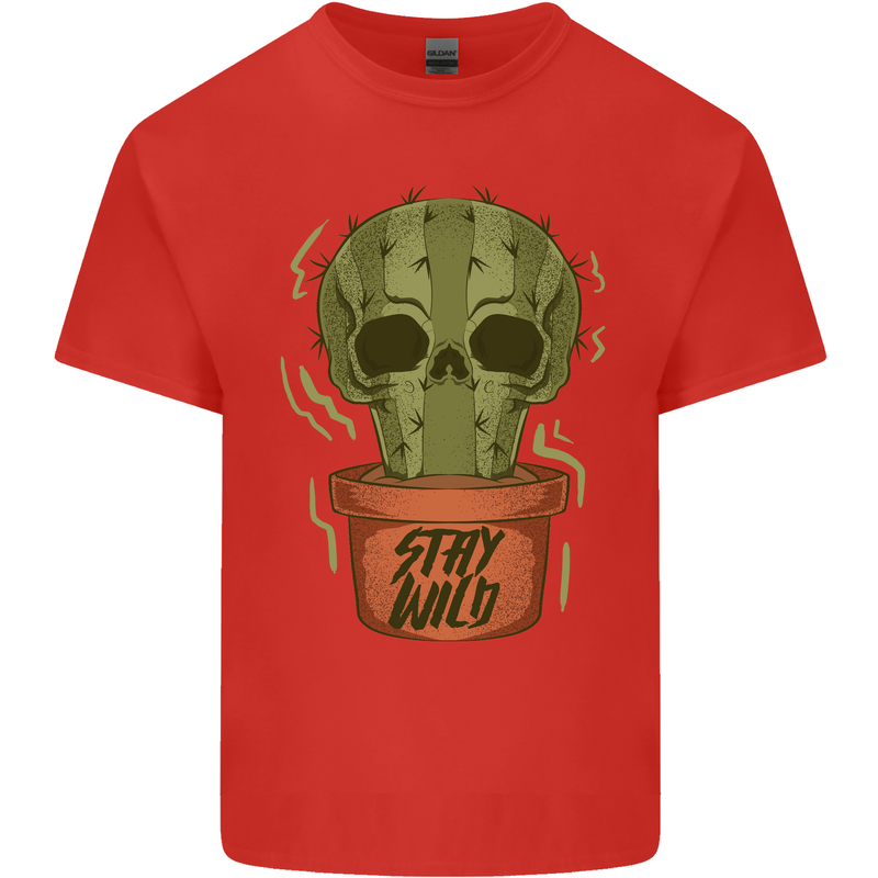 Cactus Skull Gardening Gardener Plants Mens Cotton T-Shirt Tee Top Red