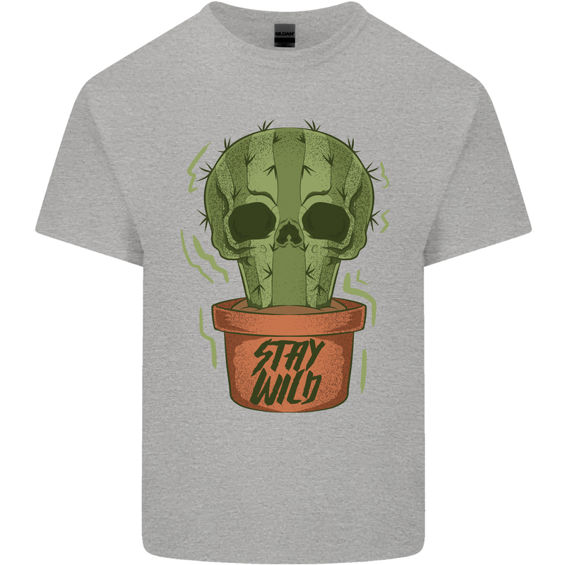 Cactus Skull Gardening Gardener Plants Mens Cotton T-Shirt Tee Top Sports Grey