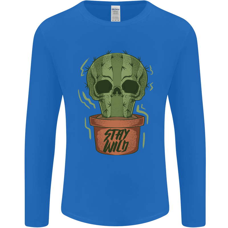 Cactus Skull Gardening Gardener Plants Mens Long Sleeve T-Shirt Royal Blue