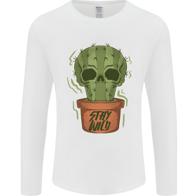 Cactus Skull Gardening Gardener Plants Mens Long Sleeve T-Shirt White