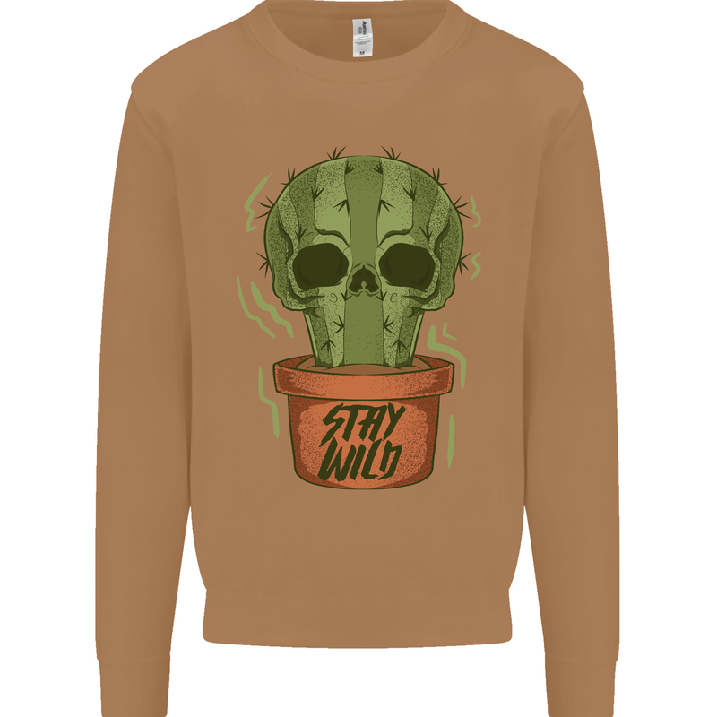 Cactus Skull Gardening Gardener Plants Mens Sweatshirt Jumper Caramel Latte