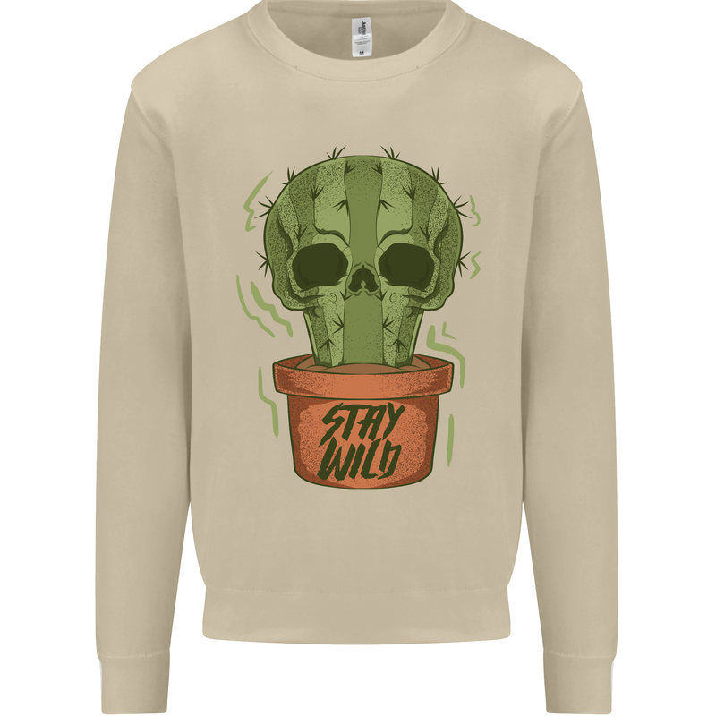 Cactus Skull Gardening Gardener Plants Mens Sweatshirt Jumper Sand
