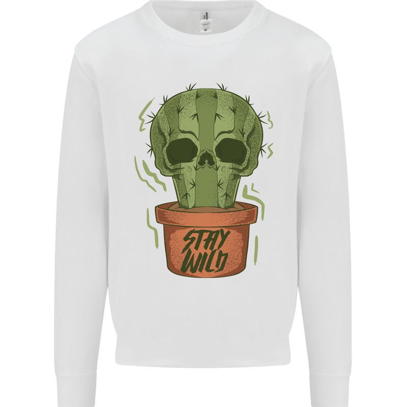 Cactus Skull Gardening Gardener Plants Mens Sweatshirt Jumper White