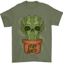 Cactus Skull Gardening Gardener Plants Mens T-Shirt Cotton Gildan Military Green