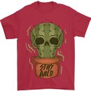 Cactus Skull Gardening Gardener Plants Mens T-Shirt Cotton Gildan Red