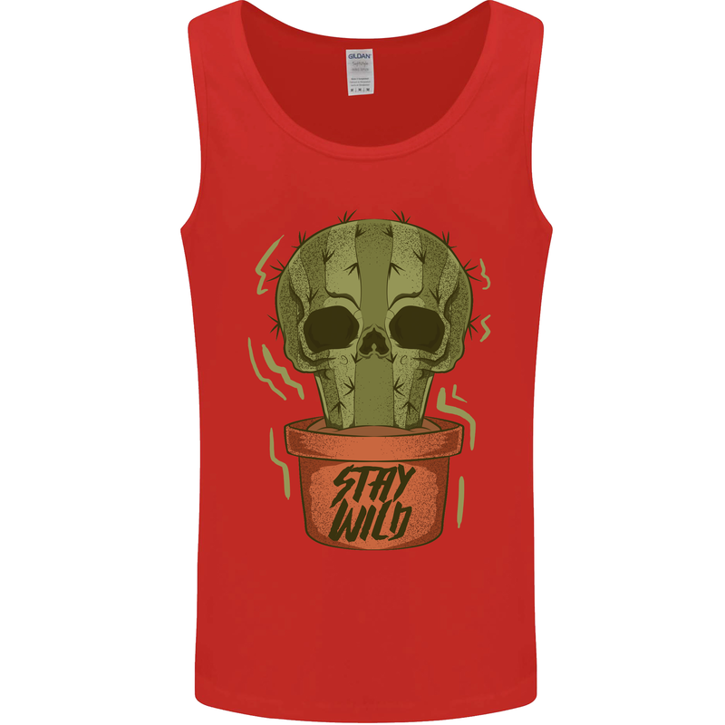Cactus Skull Gardening Gardener Plants Mens Vest Tank Top Red