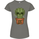 Cactus Skull Gardening Gardener Plants Womens Petite Cut T-Shirt Charcoal