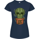 Cactus Skull Gardening Gardener Plants Womens Petite Cut T-Shirt Navy Blue