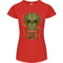 Cactus Skull Gardening Gardener Plants Womens Petite Cut T-Shirt Red