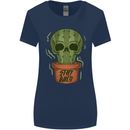 Cactus Skull Gardening Gardener Plants Womens Wider Cut T-Shirt Navy Blue