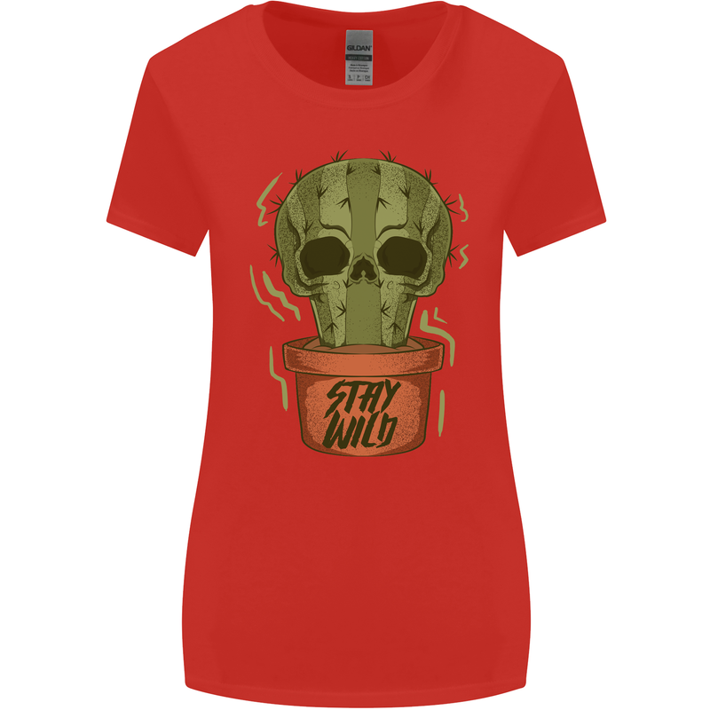 Cactus Skull Gardening Gardener Plants Womens Wider Cut T-Shirt Red